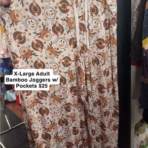 Bamboo Adult XL Christmas Joggers, New!